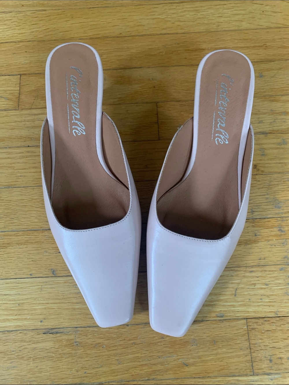 L’Intervalle Pale Pink Square-Toe Slide Mules